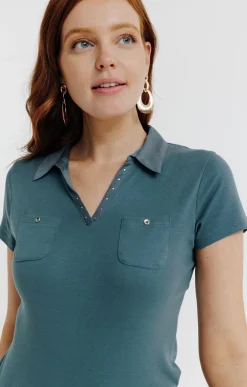 Tee-shirt uni col polo -