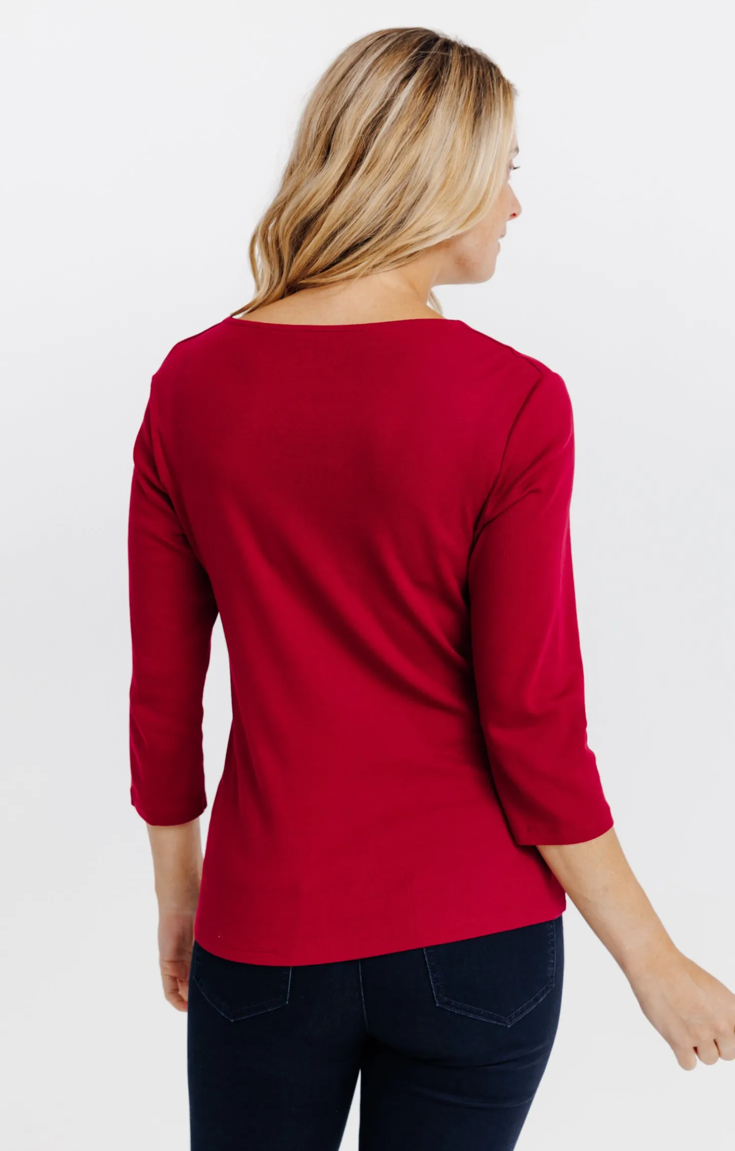 Tee-shirt uni col V festons -