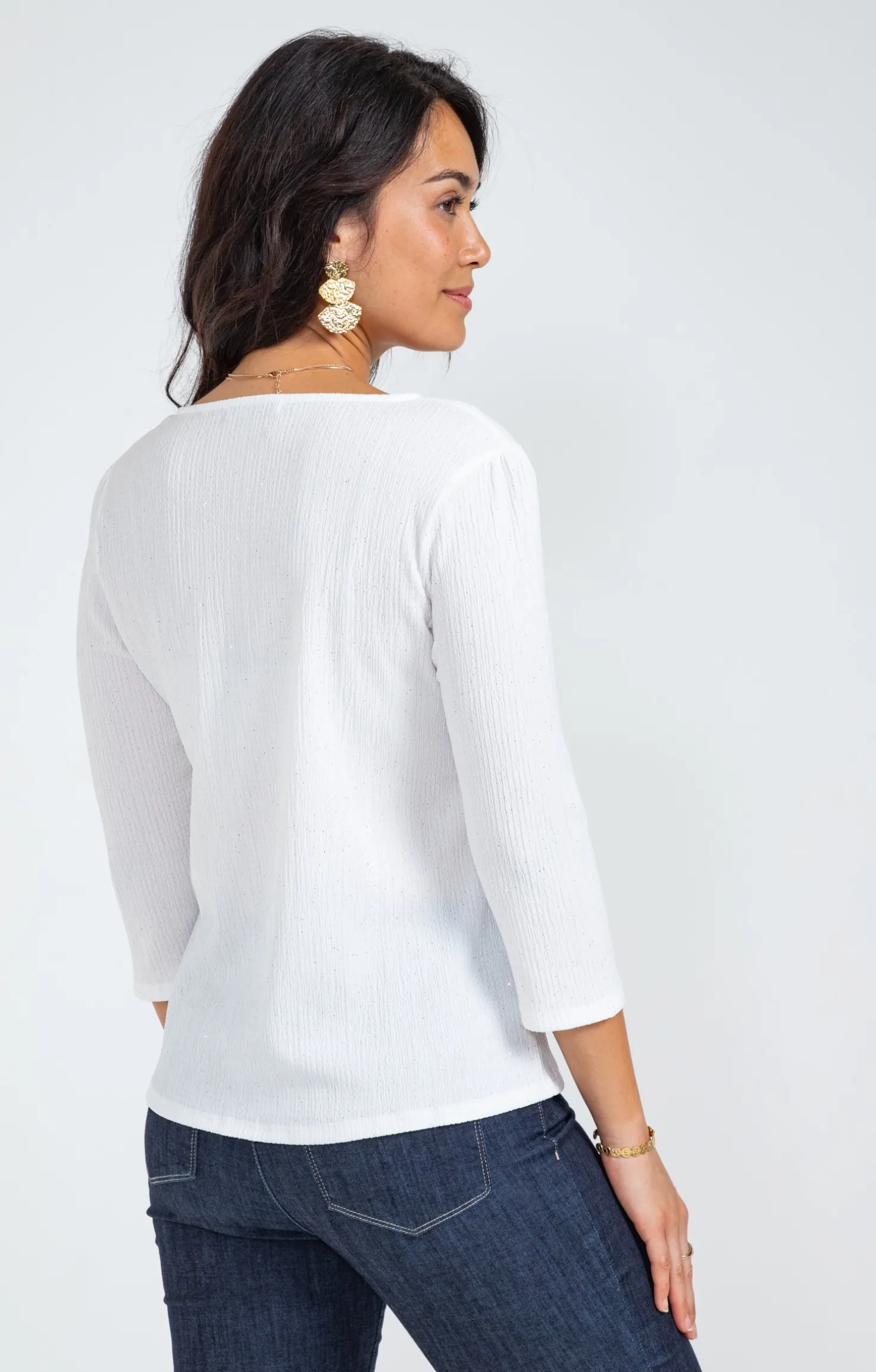 Tee-shirt uni manches 3/4 -