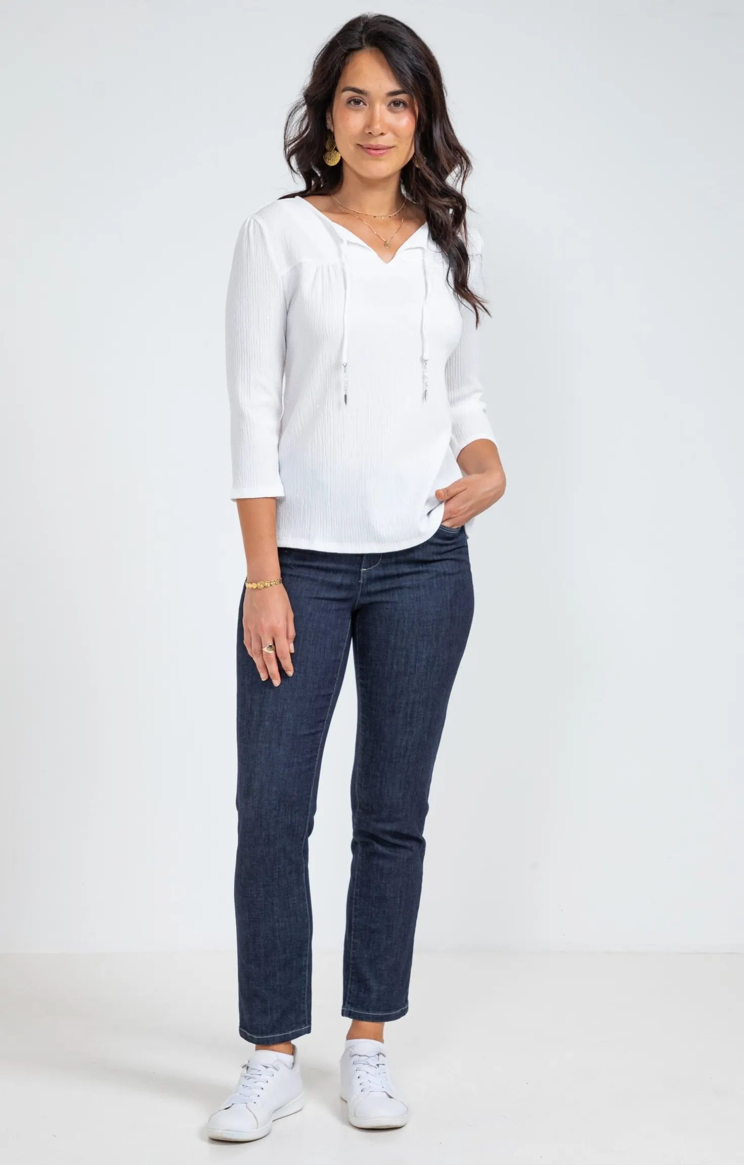Tee-shirt uni manches 3/4 -
