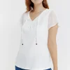 Tee-shirt uni mix matière -