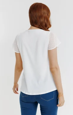 Tee-shirt uni mix matière -