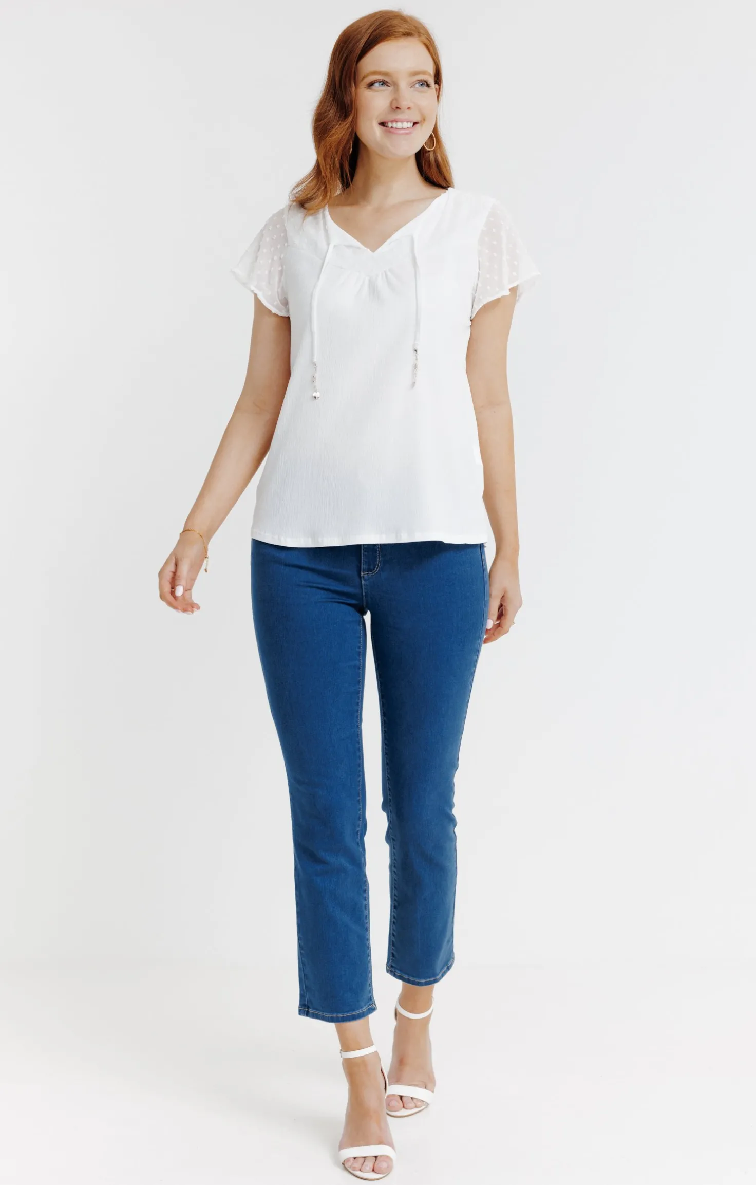 Tee-shirt uni mix matière -
