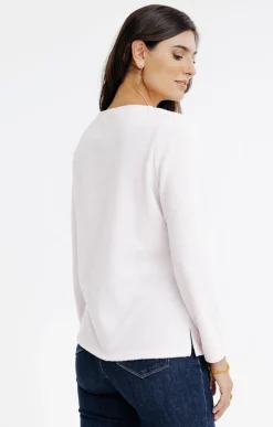 Tee-shirt uni strass col bateau -