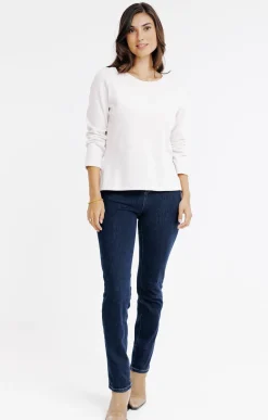 Tee-shirt uni strass col bateau -