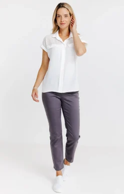 T-SHIRT COL CHEMISE MIX MATIERE -