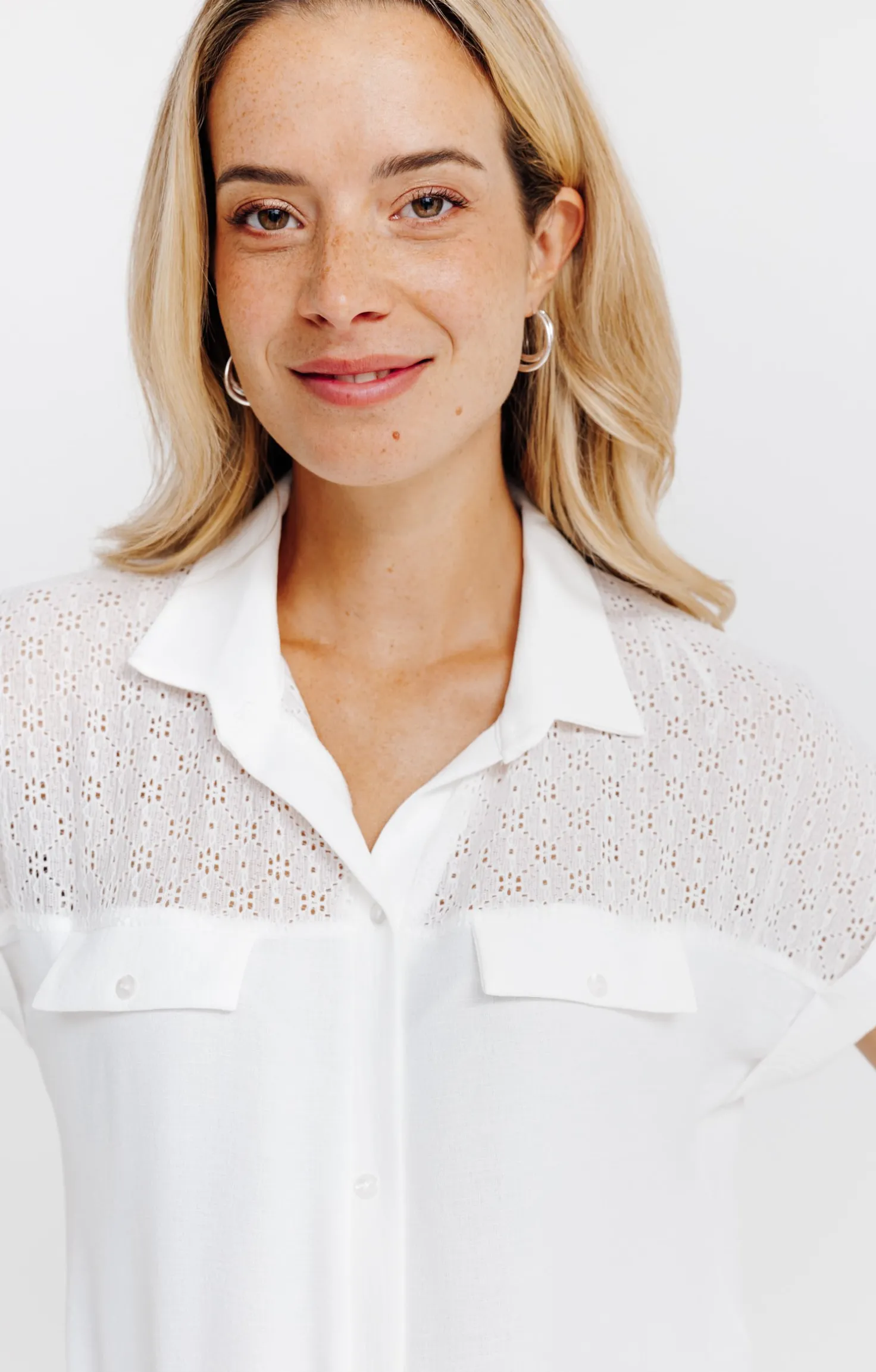 T-SHIRT COL CHEMISE MIX MATIERE -