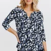 T-SHIRT COL MAO IMPRIME VEGETAL -
