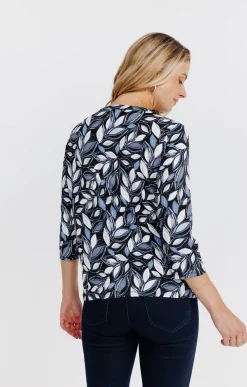 T-SHIRT COL MAO IMPRIME VEGETAL -
