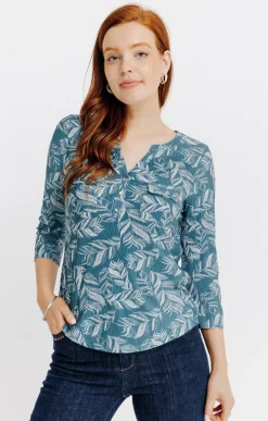T-SHIRT COL MAO MANCHES 3/4 -