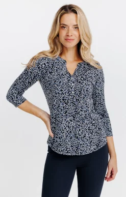 T-SHIRT COL MAO MANCHES 3/4 -