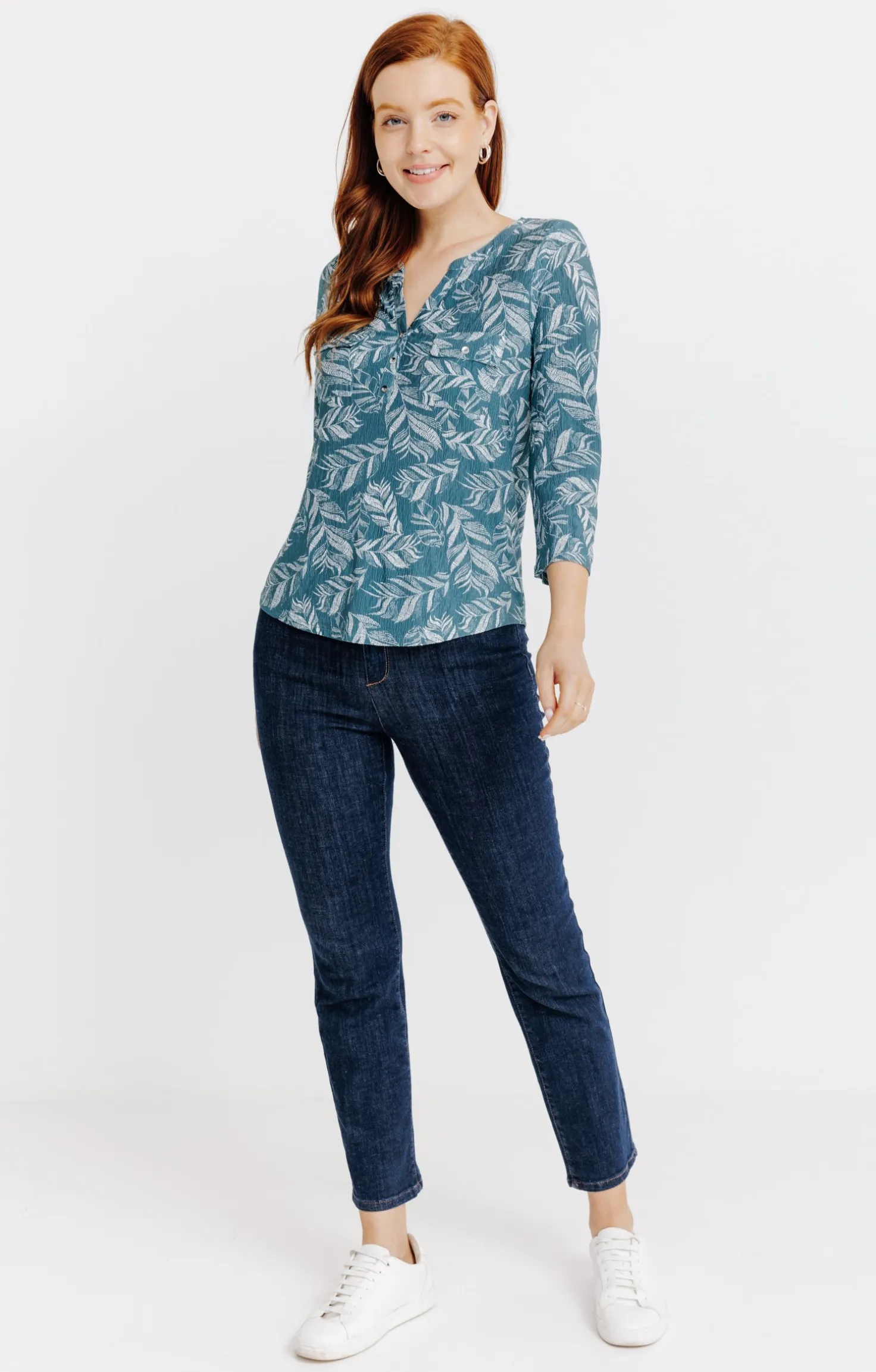 T-SHIRT COL MAO MANCHES 3/4 -