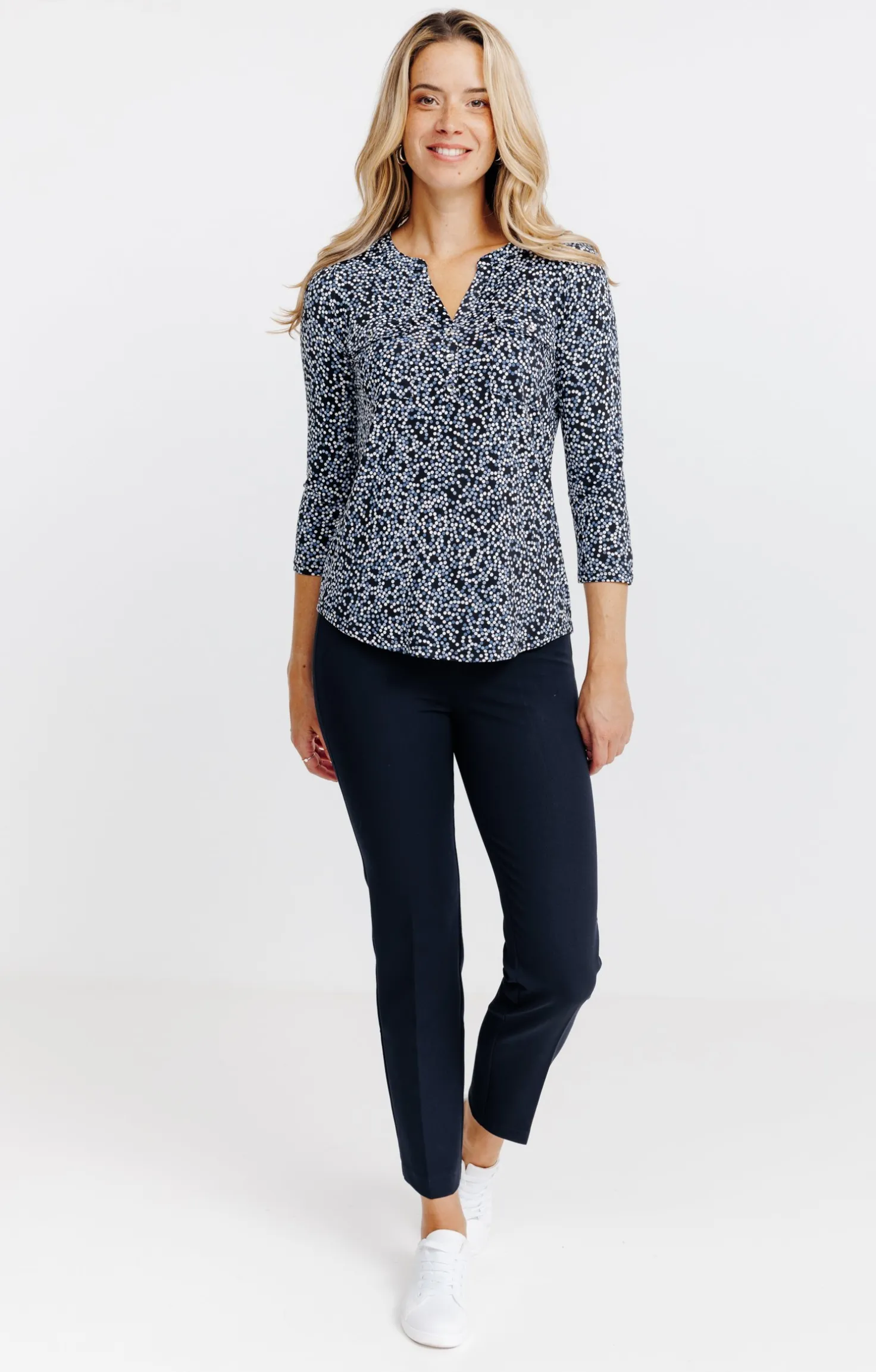 T-SHIRT COL MAO MANCHES 3/4 -