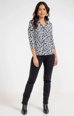 T-SHIRT COL POLO IMPRIME FLEURI -