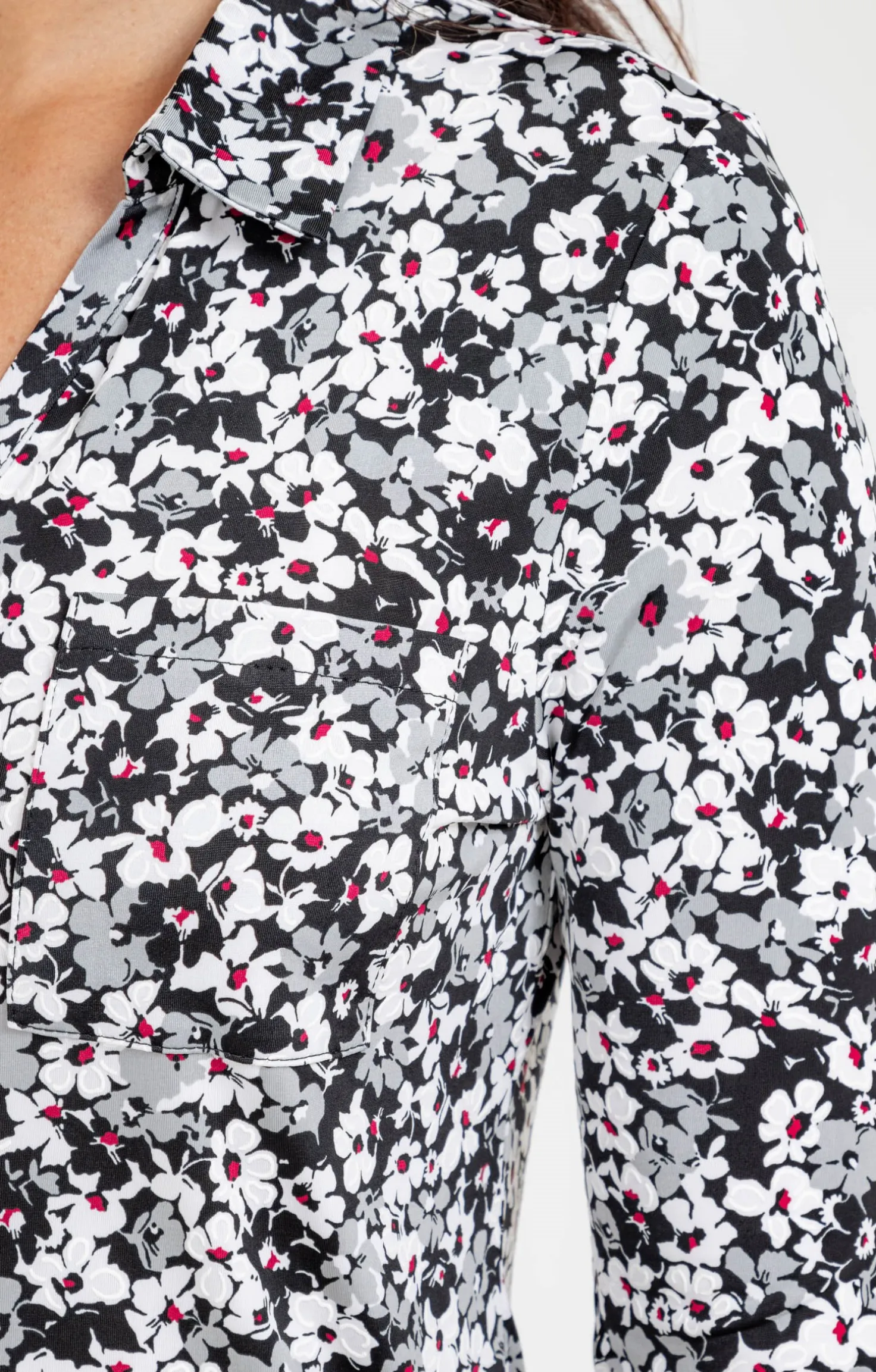 T-SHIRT COL POLO IMPRIME FLEURI -