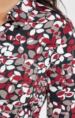 T-SHIRT COL POLO IMPRIME FEUILLAGE -