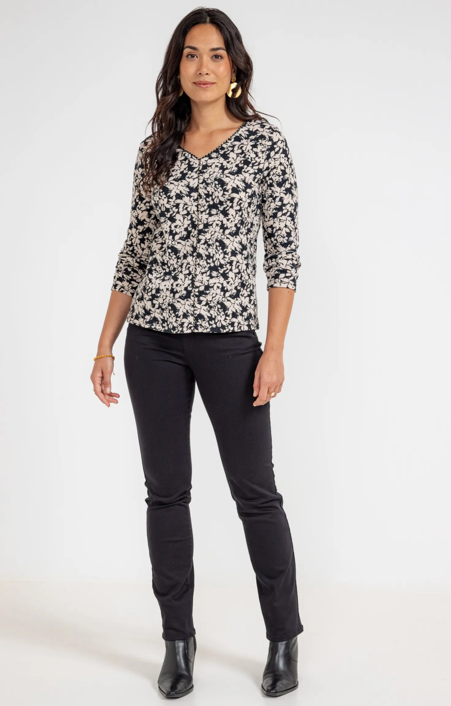 T-SHIRT COL V GALON -
