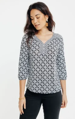 T-SHIRT COL V MANCHES 3/4 -