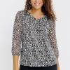 T-SHIRT COL V MANCHES 3/4 -