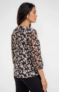 T-SHIRT COL V MANCHES 3/4 -