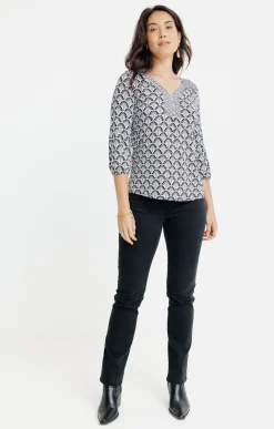 T-SHIRT COL V MANCHES 3/4 -