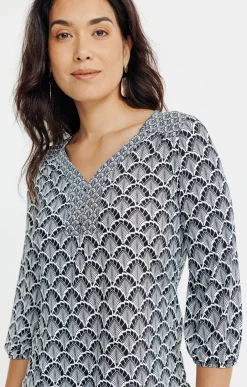 T-SHIRT COL V MANCHES 3/4 -