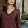 T-SHIRT FÊTES COL V SEEQUINS -