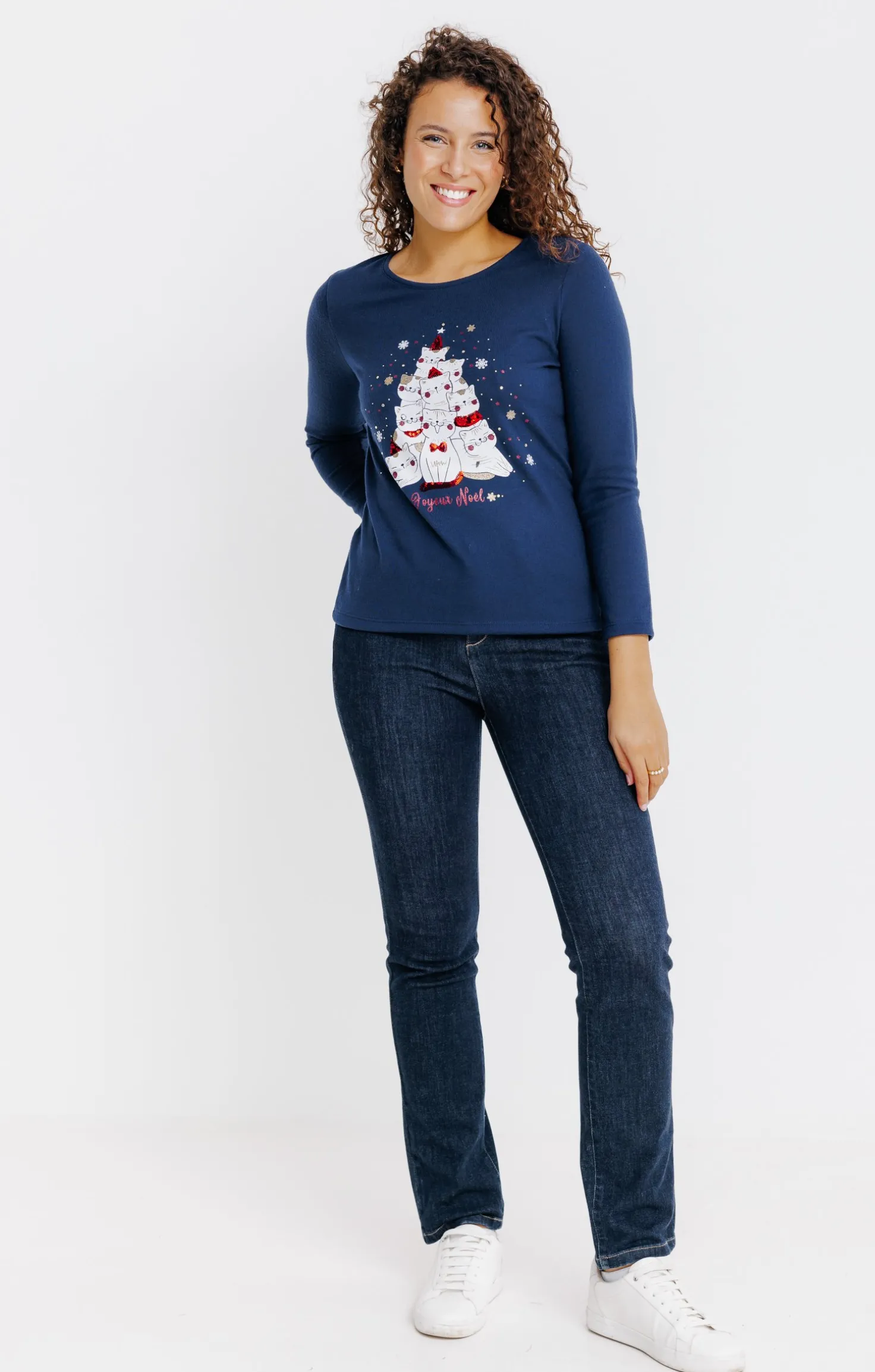 T-SHIRT IMPRIME FETE COL ROND -