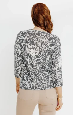 T-SHIRT IMPRIME MANCHE 3/4 -