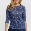 T-SHIRT MAILLE BRILLANTE IMPRIME GEO -