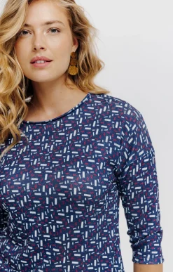 T-SHIRT MAILLE BRILLANTE IMPRIME GEO -
