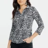 T-SHIRT MANCHES 3/4 MOTIF ANIMAL PLISSE -