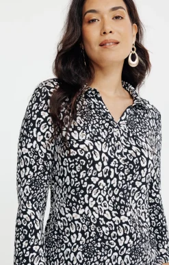 T-SHIRT MANCHES 3/4 MOTIF ANIMAL PLISSE -