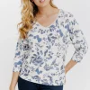 T-SHIRT MANCHES COUDES COL V -