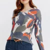T-SHIRT MANCHES LONGUES COL V -