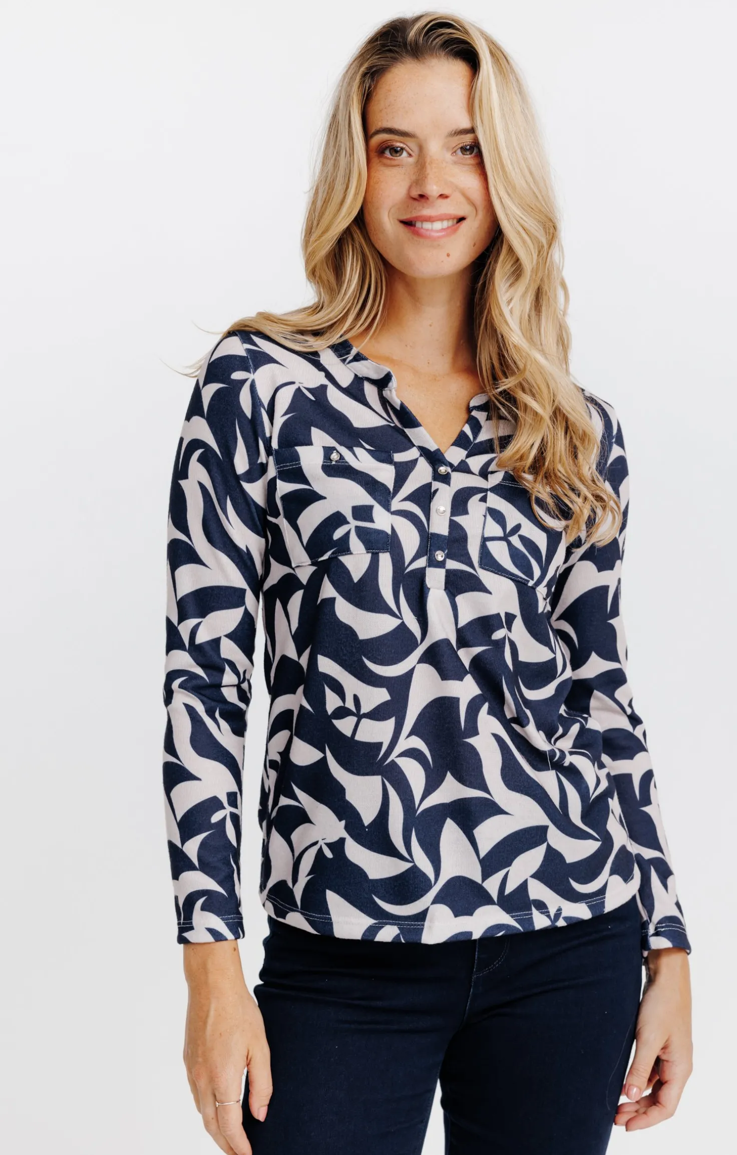 T-SHIRT MANCHES LONGUES COL MAO -