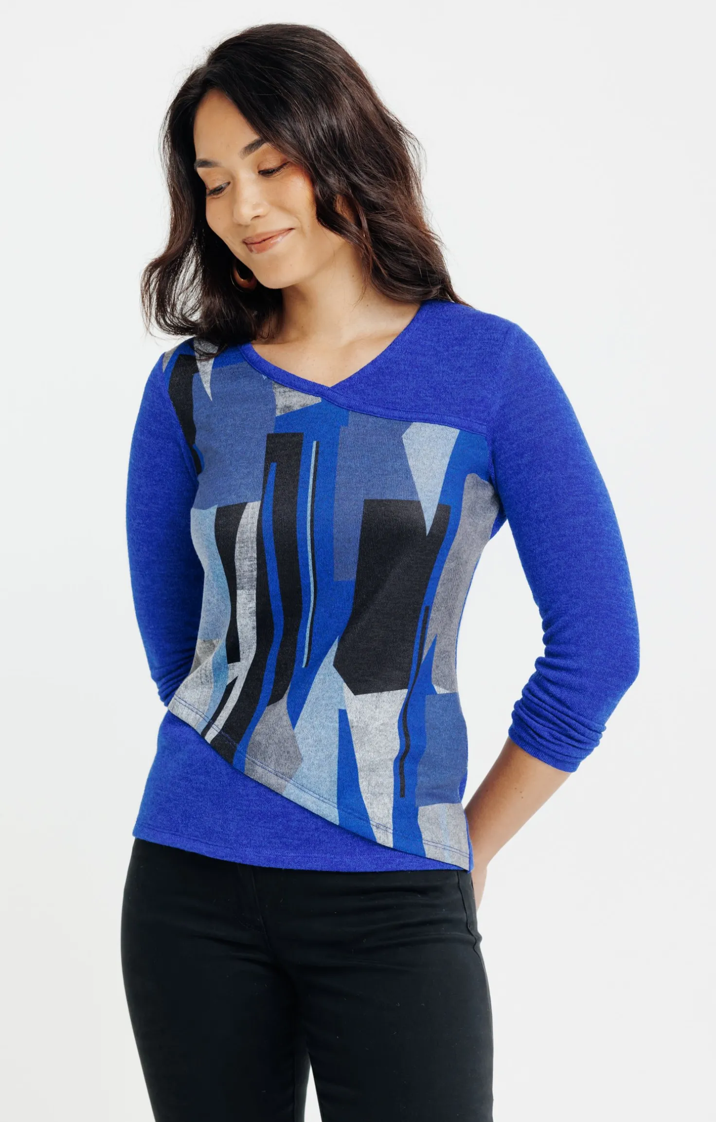 T-SHIRT MANCHES LONGUES COL V -