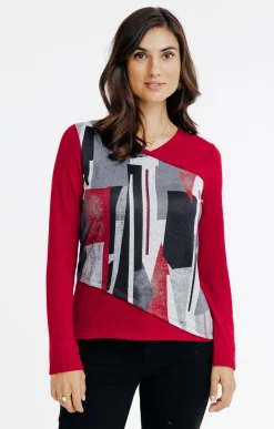 T-SHIRT MANCHES LONGUES COL V -