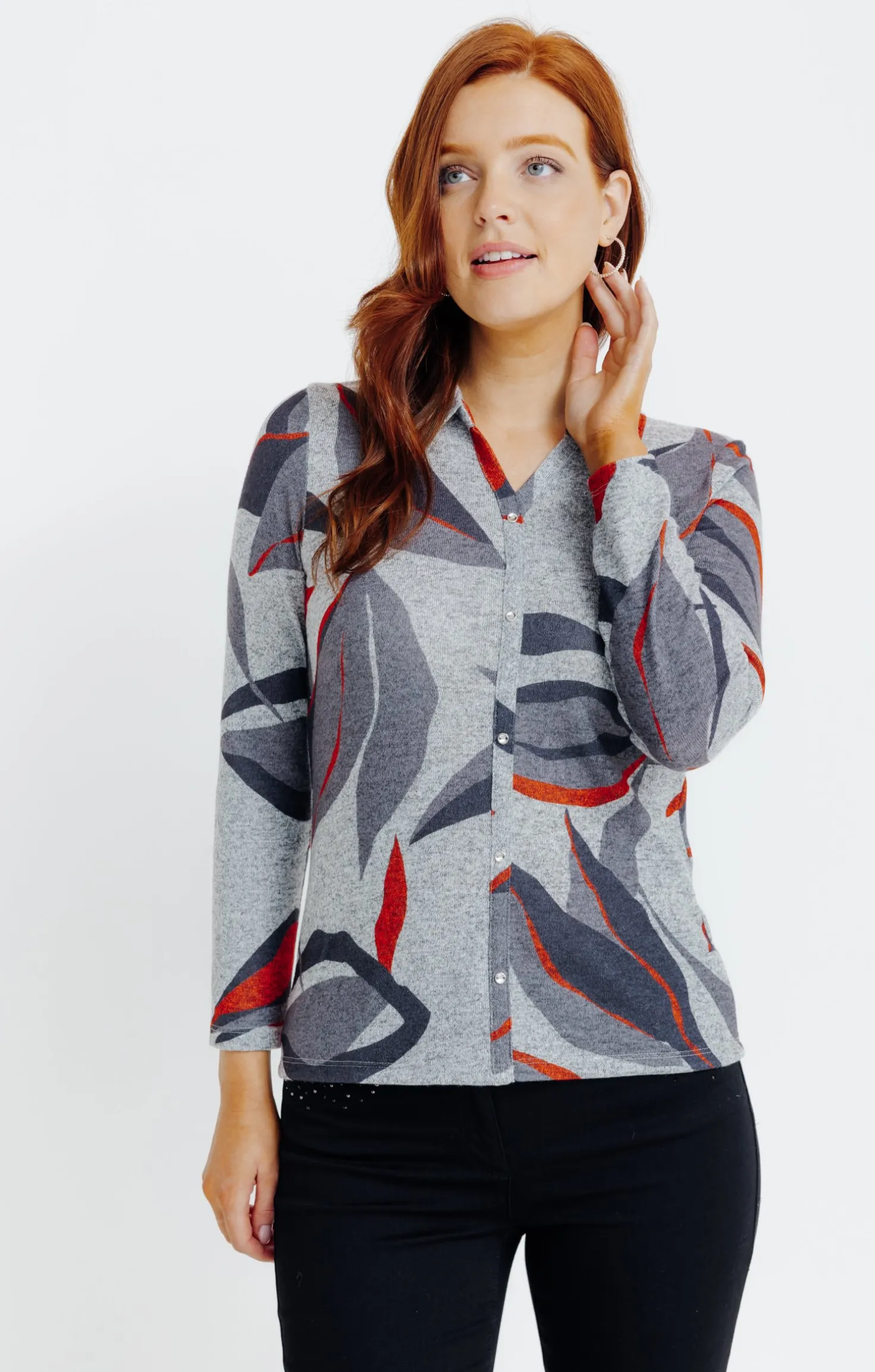T-SHIRT MANCHES LONGUES COL CHEMISE -
