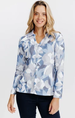 T-SHIRT MANCHES LONGUES COL CHEMISE -