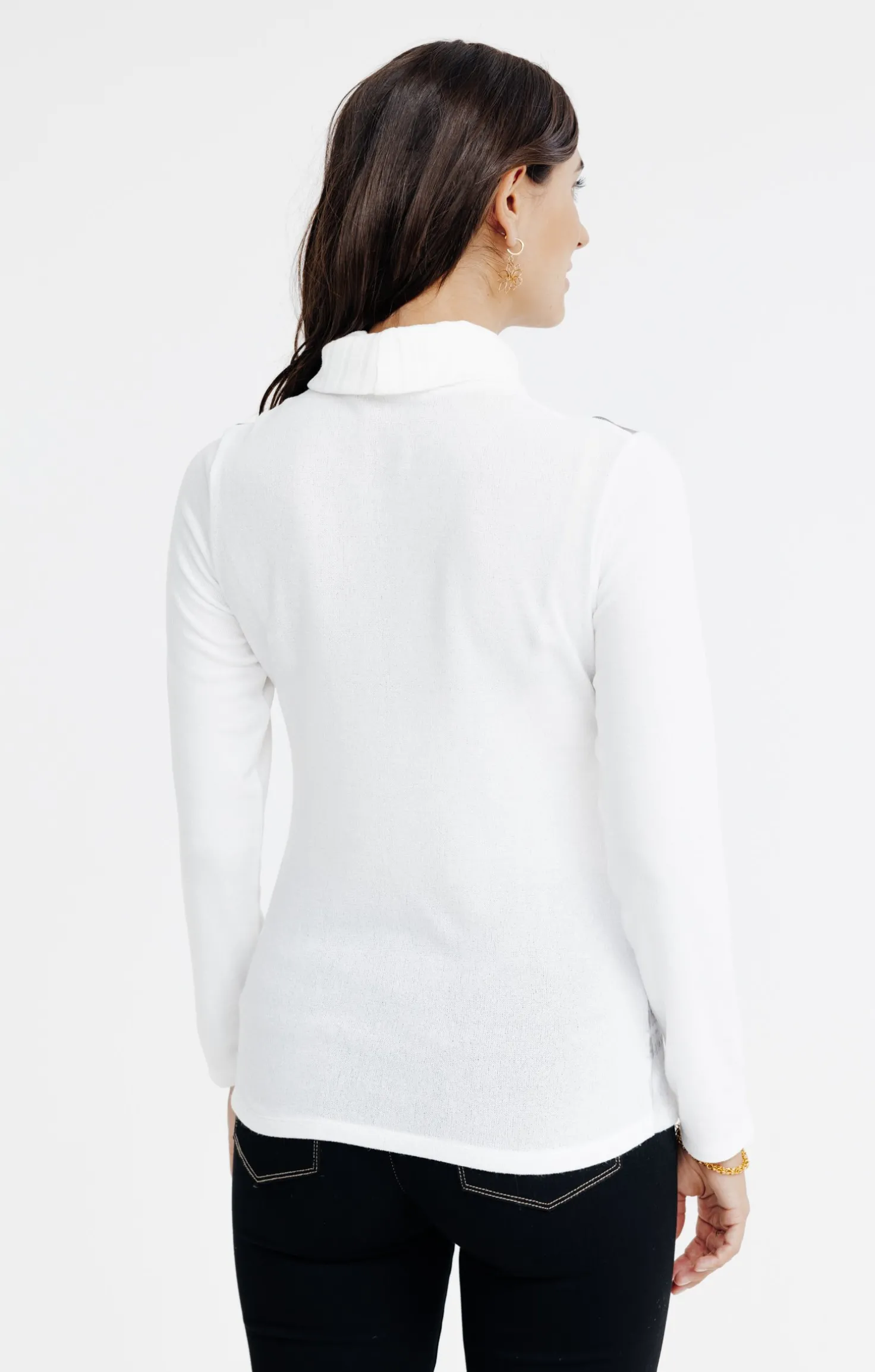 T-SHIRT MANCHES LONGUES COL BOULE -