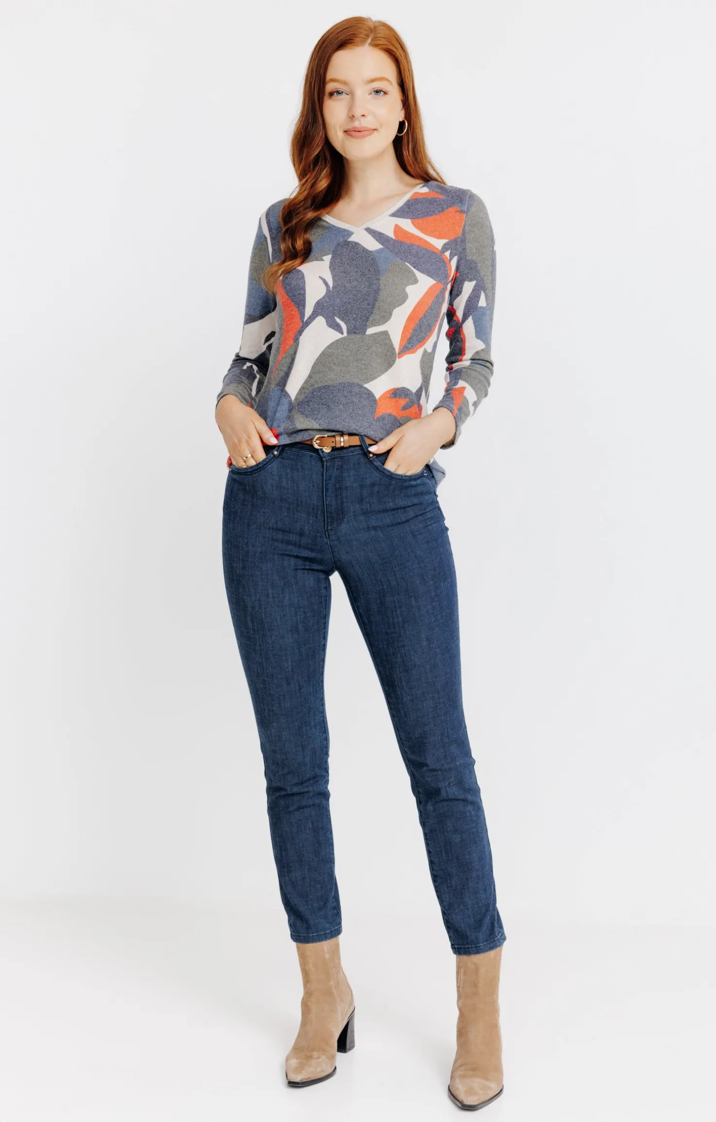 T-SHIRT MANCHES LONGUES COL V -
