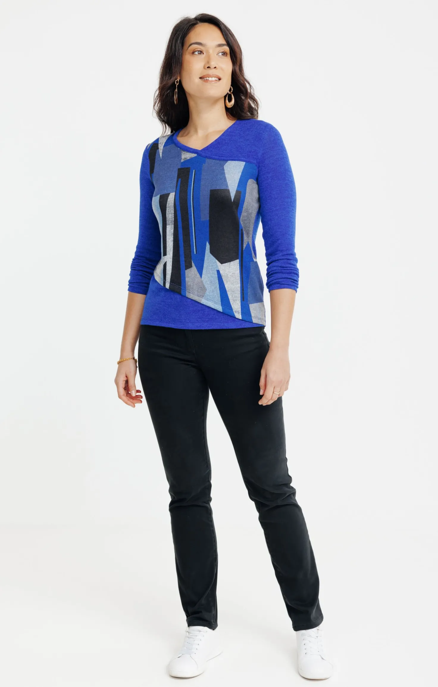 T-SHIRT MANCHES LONGUES COL V -