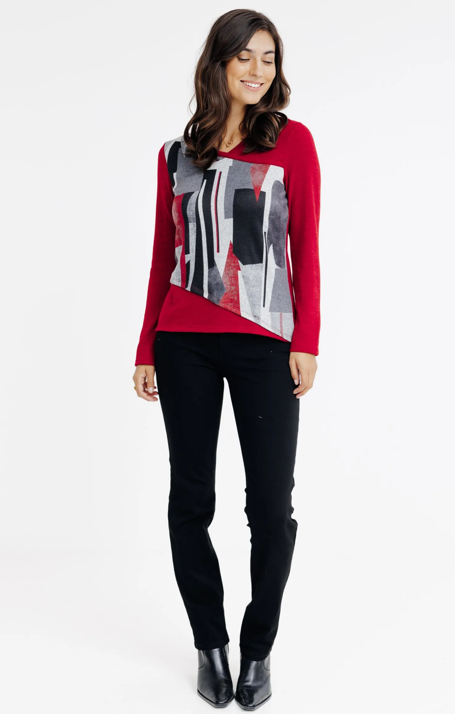 T-SHIRT MANCHES LONGUES COL V -