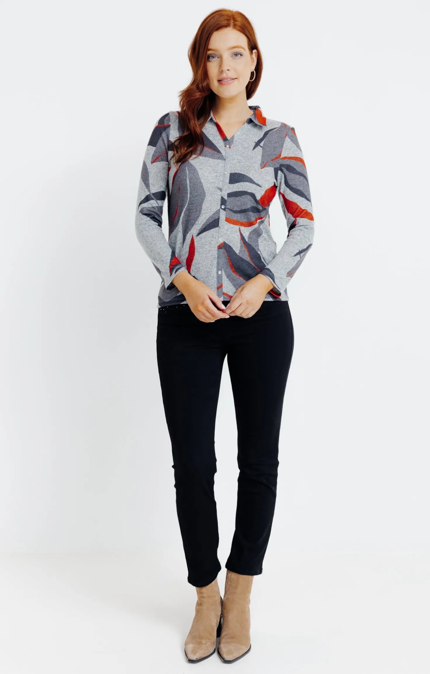 T-SHIRT MANCHES LONGUES COL CHEMISE -