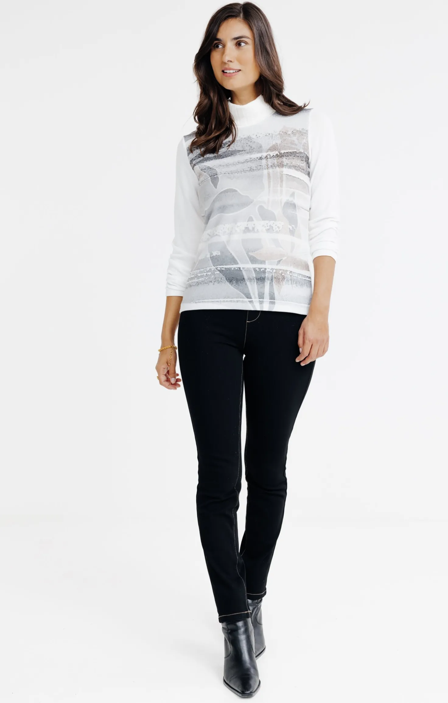 T-SHIRT MANCHES LONGUES COL BOULE -