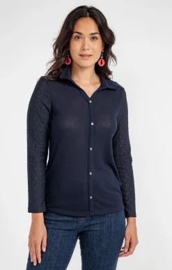 T-SHIRT MANCHES LONGUES DENTELLE -