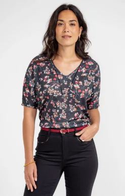T-SHIRT MANCHES SOURIS COL V -