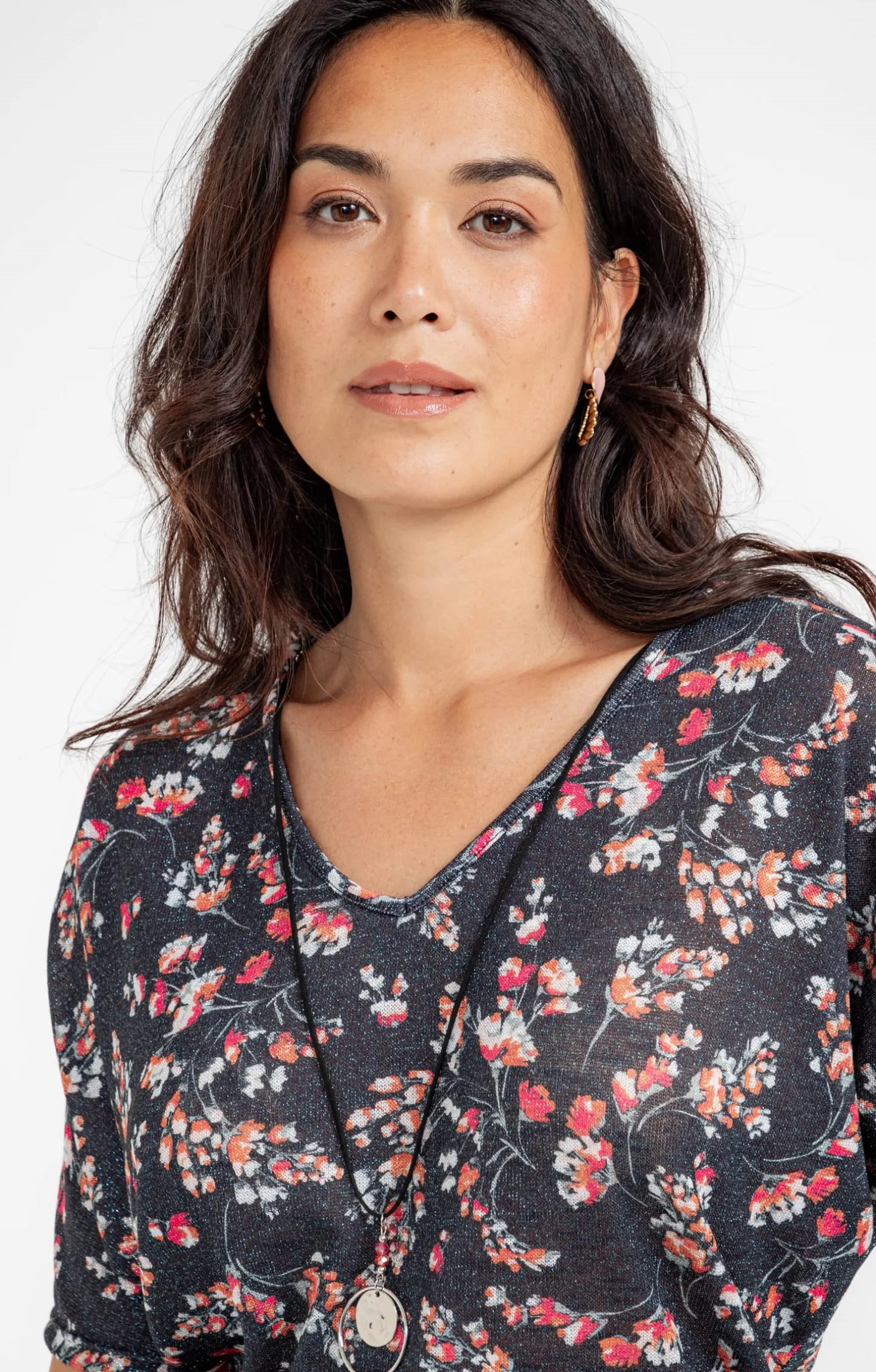 T-SHIRT MANCHES SOURIS COL V -