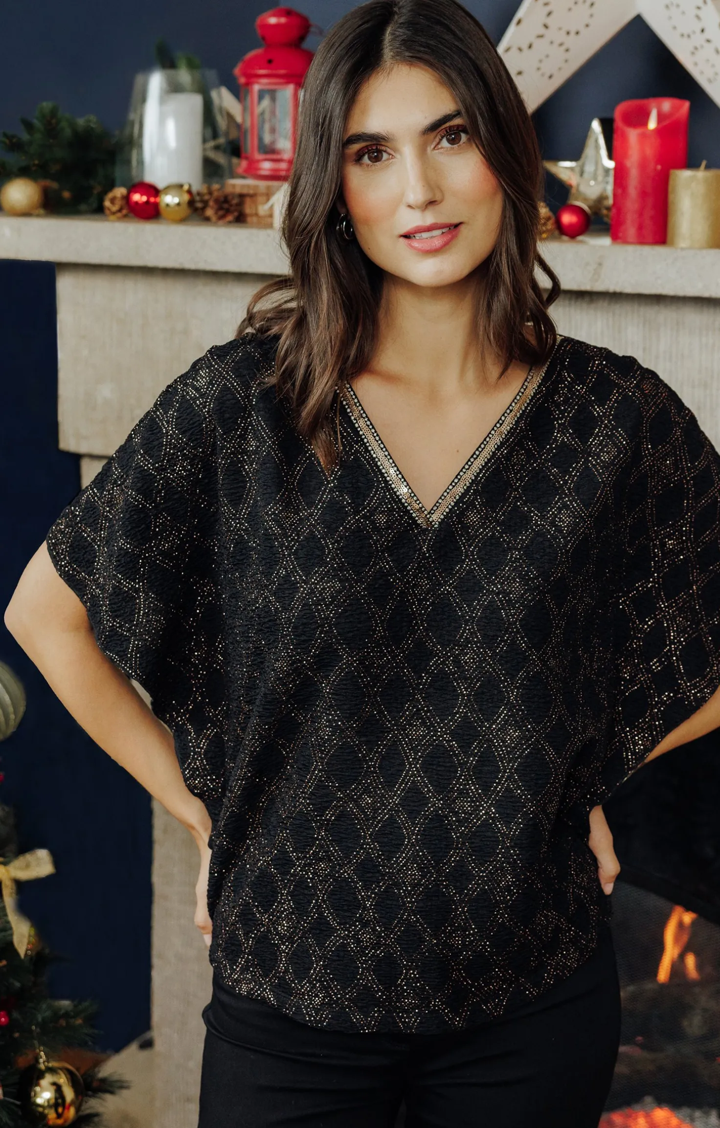 T-SHIRT PONCHO COL V -